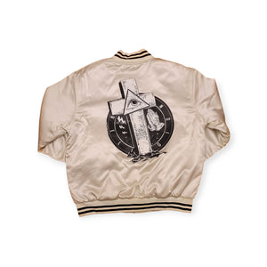 CMP ONE RELIGION WHITE AND BLACK BASEBALL JACKET