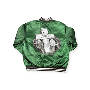 CMP ONE RELIGION METALLIC GREEN BASEBALL JACKET